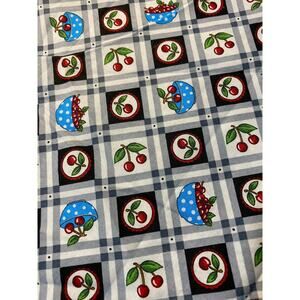 MARY ENGELBREIT VIP Cranston OOP Cotton Fabric BTHY Check Cherries Bowls Cherry